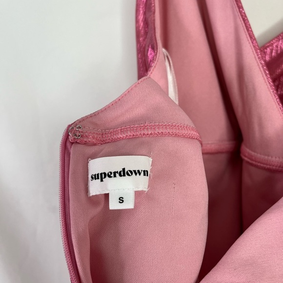 Revolve Superdown Pink Metallic Mini Missie Wrap Front Dress SZ Small - Picture 2 of 12